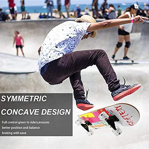 Planche à roulettes pour débutant, Planche à roulettes 7 Couches de Planches 31 'x8' Pro Complete Flash Wheel Skate Board, longboards en Bois d'érable pour Adolescents Adultes Débutants Filles