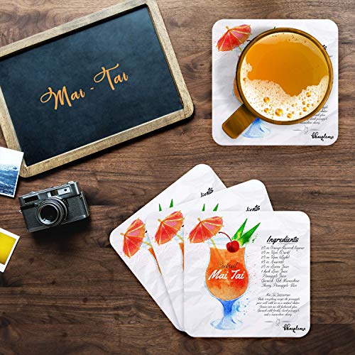Image of Bhai Please Mai-Tai White Wooden Coaster (3.5 inches) Coaster for Living Room /Kitchen /Office /Table /Gifting, Food, Drink, Kitchen Accessories Available in Set of 1,2,4,6 and 8 pcs (4)