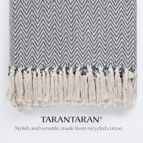 Image of Tarantaran All Season Cotton Weaved Throw Blanket for Bed /Sofa 50x70 INCHES (Grey)