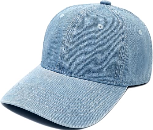 YeeHeen Denim Baseball Cap for Women Men Classic Strapback Hats Adjustable Sun Hat Blue