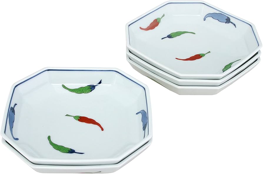 Amazon.co.jp: 有田焼 昭峰窯 三色胡椒 八角 銘々皿 セット 52420