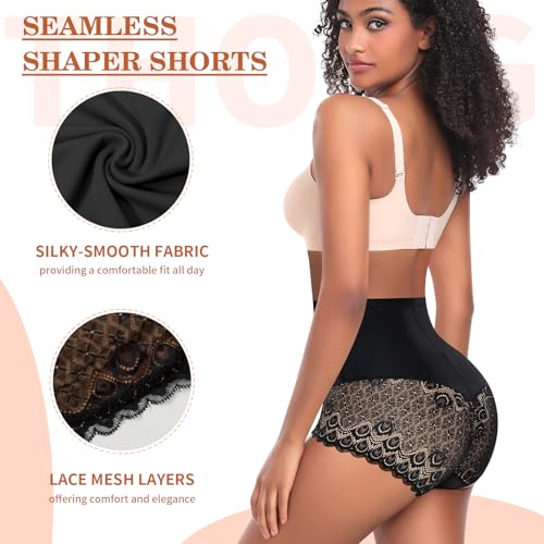 Image of Werena Tummy Control Shapewear Panties for Women High Waist Body Shaper Underwear Lace Shaping Girdle Briefs