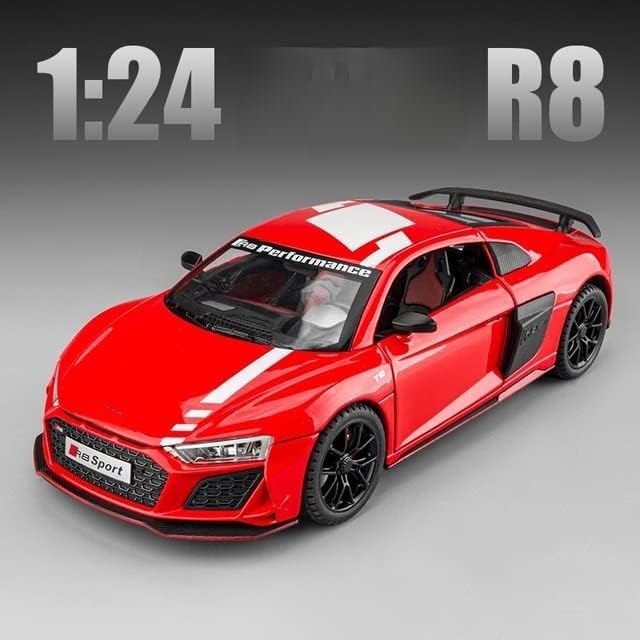 Image of Scale Exclusive Alloy Metal Pull Back | Die-cast Car Model with Sound Light Mini Auto Toy for Kids Metal Model Toy Car with Sound and Light (1.24 Scale -DC AODI R8 V10-RED)