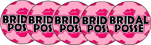 Set of 5 ~ BRIDAL POSSE ~ (kiss lips) 1.25" Pinback Button Wedding Party Marriage Bachelorette