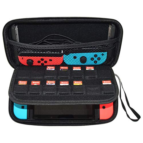 Storage Case for Nintendo Switch - Holds Tablet with Joy-Cons Attached, 14 Game Cartridges, and Accessories by EX ELECTRONIX EXPRESS