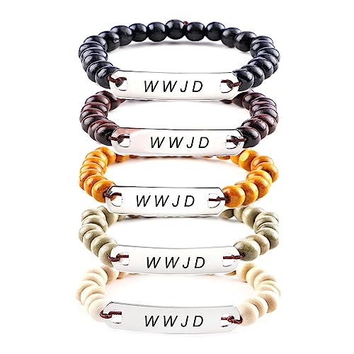 8mm Cross Beads Wooden Bracelet for Men Women Healing Lava Rock Stretch Bracelets Set