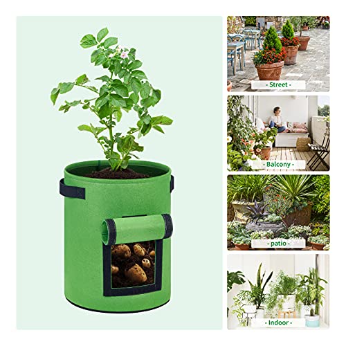 QEPOL Potato Planting Bag Sweet Potato Planting Pot Peanut Planting Box Nutrition Bag Plant Bag Planting Barrel,3pack (Black, Brown, Green Three Colors)