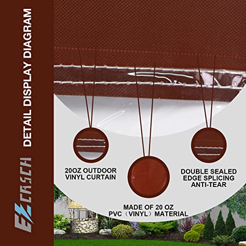 Ezcasch 20 Oz Outdoor Vinyl Curtain, Outdoor Clear Panel Curtain, Weather Resistant Outdoor Curtain For Pergola, Porch, Gazebos, With Rustproof Grommets (8'H X 7'W, Brown) #TOP2