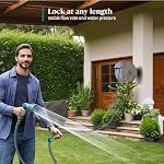 1/2" x 65 ft Retractable Garden Hose Reel | All-Weather Water Hose Reel Wall Mounted | Any Length Lock & 180°Swivel, Water Hose with 10-Function Nozzle for Cleaning, Watering (Green)