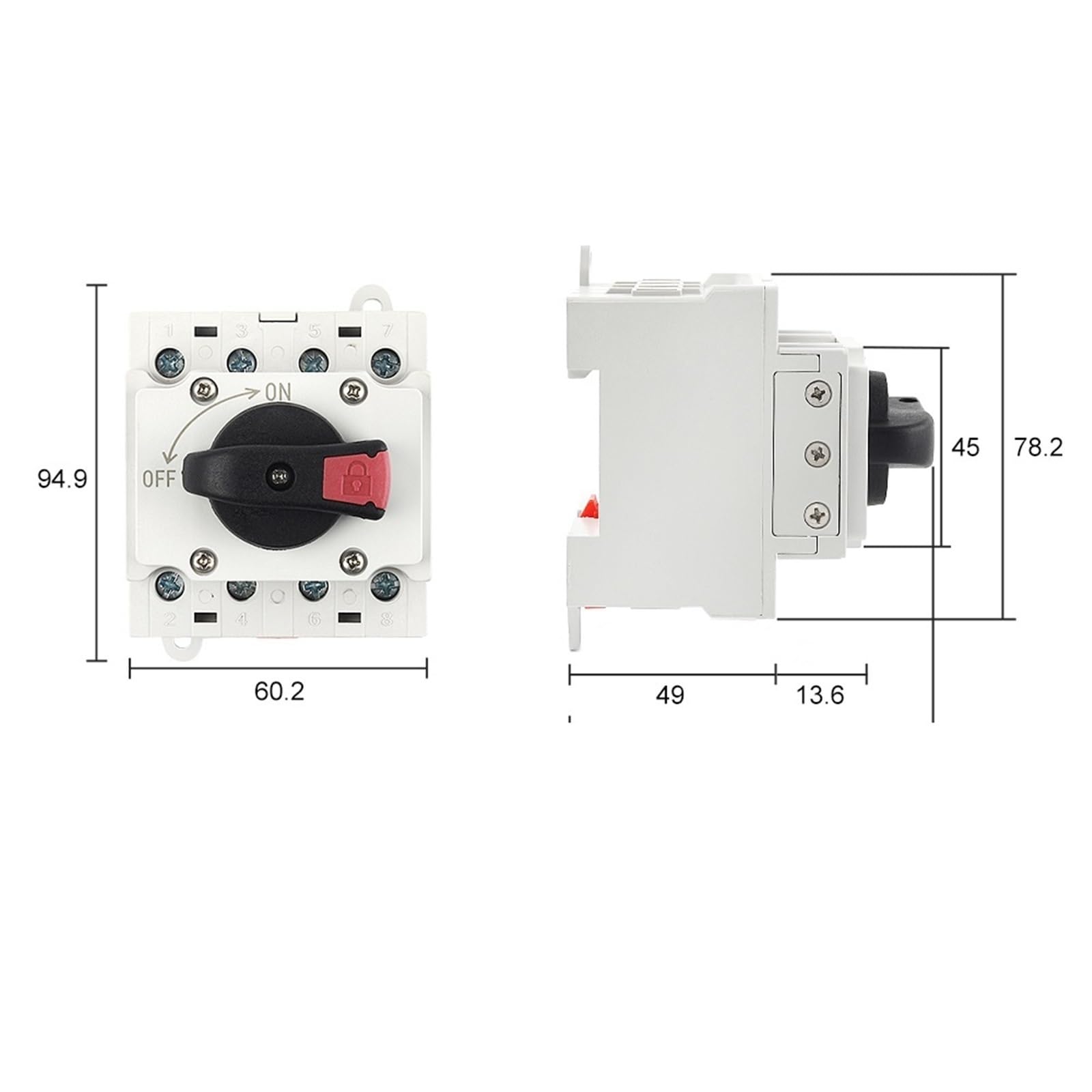 1 Uds PV DC 1200V 32A montaje en Riel Din mango giratorio aislador interruptor giratorio seccionador