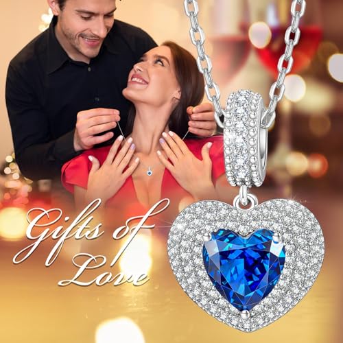 Kate Lynn Eternal Love Heart Necklaces for Women, White Gold Plated Silver/Brass with Ice-flower Zircons, Birthday & Anniversary Jewelry Gifts for Her3