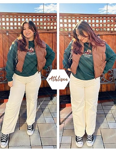 Athlisan Womens Cropped Puffer Vest Zip Up Stand Collar Lightweight Sleeveless Padded Gilet with Pockets4