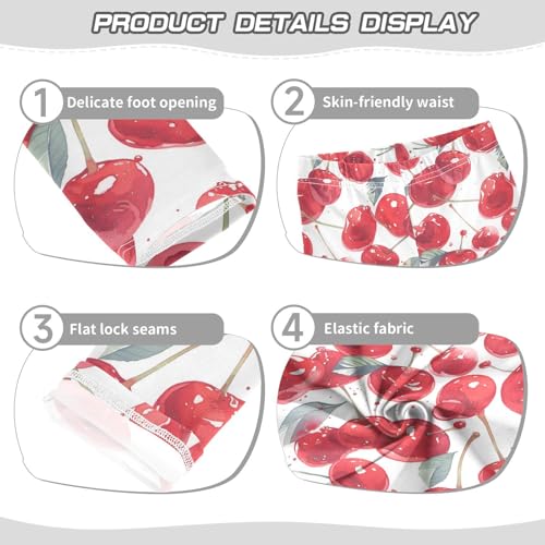 KLL Red Cherry Girls Athletic Leggings Stretchy Full Length Lounge Pants Running3