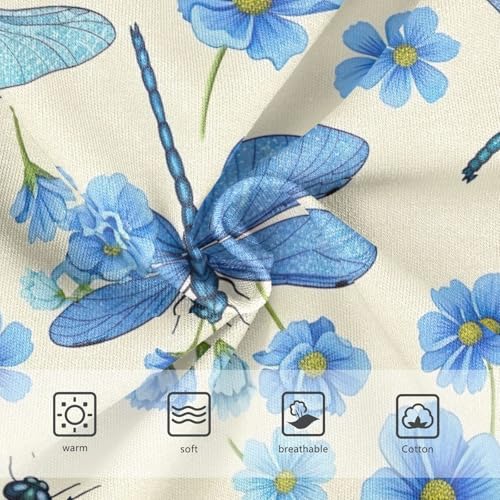 Toddler Briefs, Dragonflies Flowers Blue Cotton Underwear for Girls, 2T–8 Years3