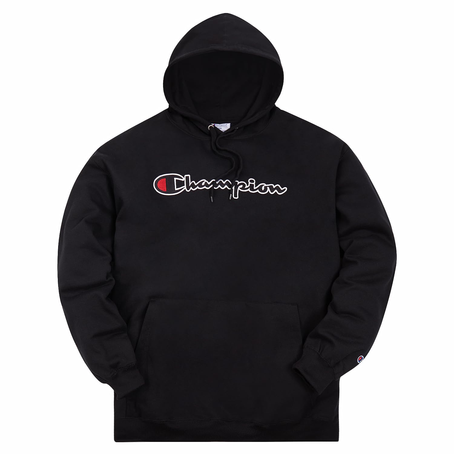 Champion Mens Hoodies Big and Tall - Embroidered Pullover Fleece Sweatshirt Black