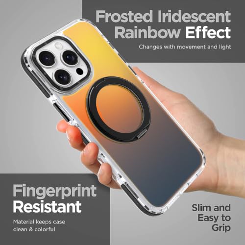 Image of Magnetic for iPhone 16 Pro Max Case with 360 Stand [Compatible with Magsafe] [Fluorescent Design] [1 Screen Protector] Slim Translucent Matte Case for iPhone 16 Pro Max 6.9 inch, Black