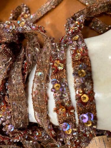 Copper Gold Embroidered Metallic Hand Sewn 3/8