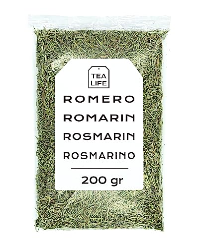 Tea Life Romero 200g - Te de Romero - Romero Seco - Romero Hojas - Hojas de Romero a Granel - Rica en Minerales y Nutrientes - Propiedades Naturales (200 gr)