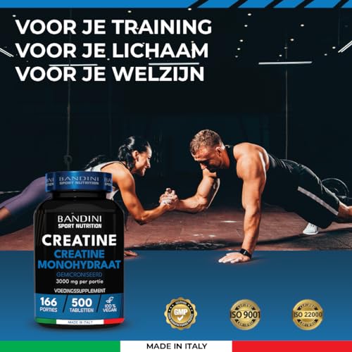 Bandini® Gemicroniseerde Creatine Monohydraat 500 tabletten van 3000 mg per dosis - Supplement voor training, sportschool en pre-workout - Veganistisch - 100% puur Creatine Monohydraat - Afbeelding 3