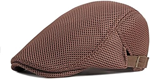 KADBLE Men's Mesh Flat Cap Breathable Summer Newsboy Hat Beret Cabbie Ivy Hat Newsboy Hat for Driving Hunting (Coffee)