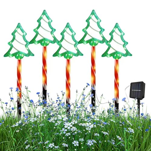 Mimoqk Christmas Stake Lights, Waterproof Pathway Lights, Outdoor Walkway Lights, Christmas Tree Lights, Landscape Path Lights, Lawn Stake Lights, Garden Christmas Trees, Solar Pathway Lights