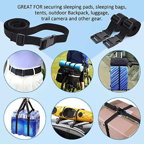 Image of 6 Pack Nylon Tie Down Straps 1 inch x 60 inch Lashing Straps with Quick Release Adjustable Buckles for Suitcases,Backpacking, Trail Camera,Sleeping Bag,Travel Belt Black