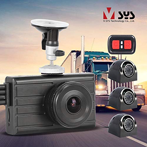 Vsysto Dash Cam Backup Camera 4 Channels Front/Rear/Sides Waterproof Lens for Truck/Bus/Trailer/RV/Tractor DVR