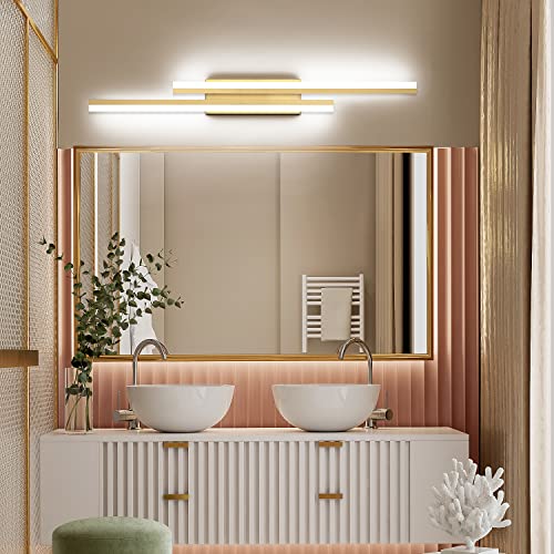Image of PRESDE 40 inch LED Bathroom Vanity Light, Modern Brushed Gold Wall Bar Fixture Over Mirror Dimmable