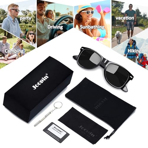Image of Joopin Square Sunglasses Polarized UV400 Designer Sun Glasses Men Women | Oversized, Plastic Frame, Retro, Vintage, Unisex, Trendy Shades for Driving, Party, Fishing, Business, Costume
