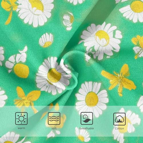 White Flowers Daisies Green Little Girl Panties Toddler Girls Underwear Cotton Print Kids Undies Briefs 2t3