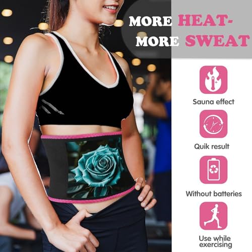 Faja Cinturilla Estampada Teal Gray Rose Para Entrenamiento miniatura 3