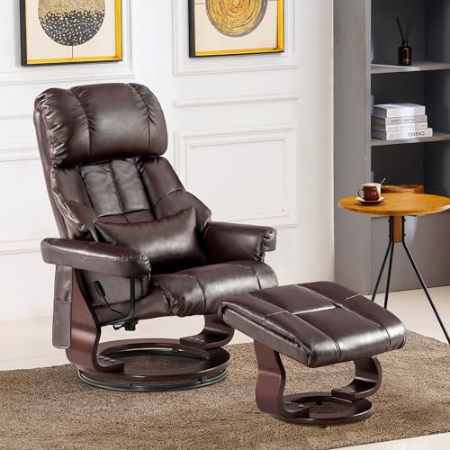 Sillón reclinable con otomán marrón oscuro miniatura 2