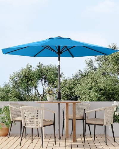 7.5FT Outdoor Patio Umbrella, Outdoor Table Umbrella, Market Umbrella With Push Button Tilt and Crank, 6 Sturdy Ribs UV Protection Waterproof for Garden, Deck, Backyard, Pool,Navy Blue