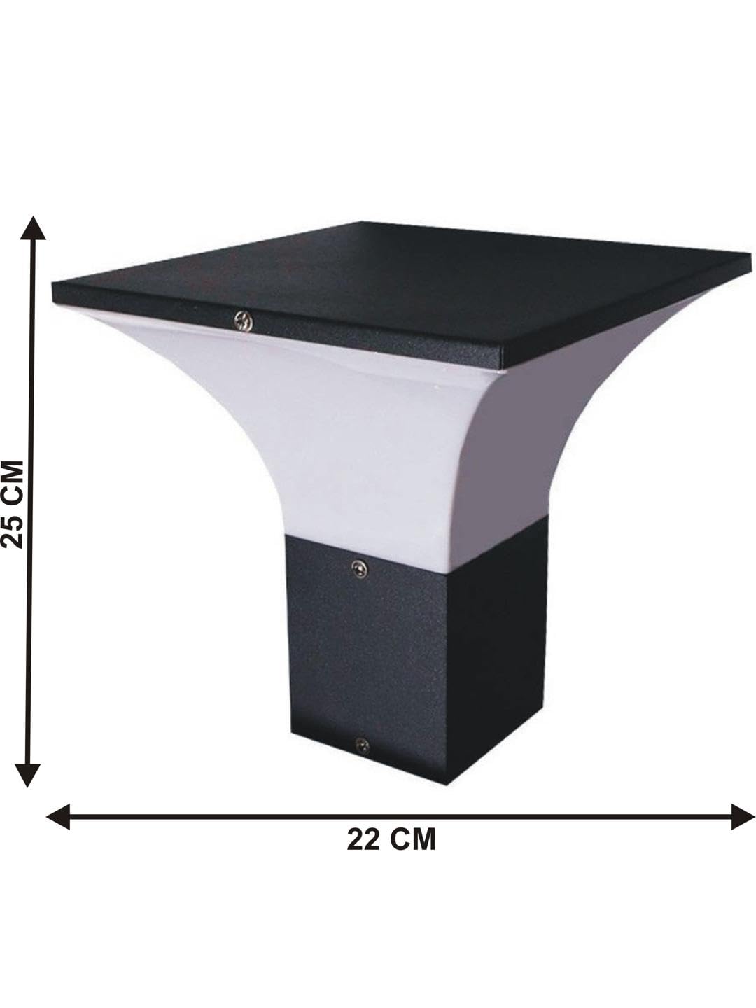 1st Time Attractive & Stylish Waterproof Outdoor Gate Lamp - Black & White, 22 x 22 x 25 CM, Perfect for Garden, Lawn, and Outdoor Lighting 1