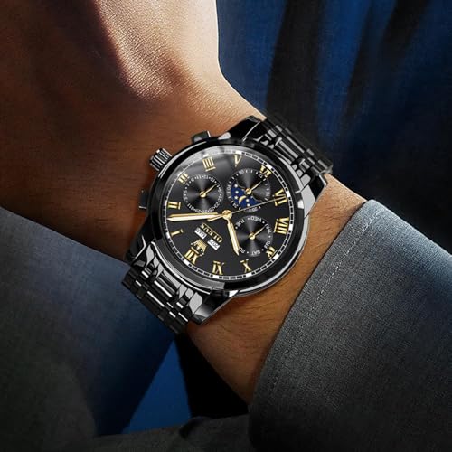 Image of OLEVS Mens Automatic Watches Self Winding Mechanical Luxury Dress Stainless Steel Waterproof Wrist Watches for Men