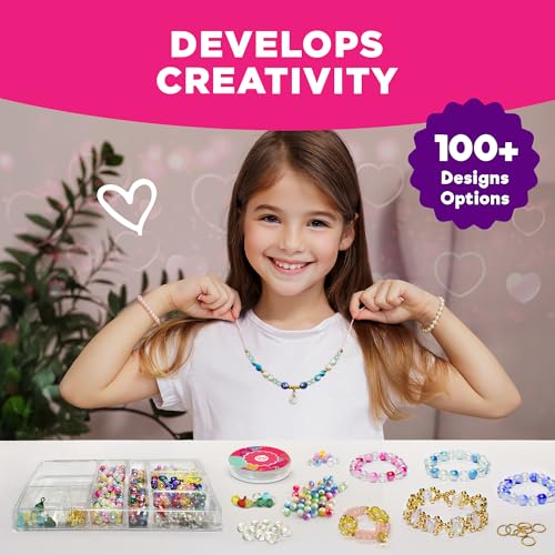 Image of EINSTEIN BOX Jewellery Making Kit | Toys & Games for Girls 7-14 Years with Beads & Charms | DIY Art & Craft & Bracelet Kit | Gift for Girls Age 8-12 |