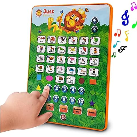 Just Smarty Alphabet Tablet to Learn Letters, ABC, Numbers, Shapes, Colors, Music & Words, Interactive Toddler Learning & Education Toys for Kids - Gifts for Age 3 4 5 Year Old Boys and Girls Cover