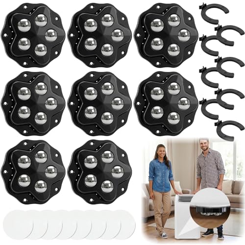 8 Piezas Ruedas de Bolas para Muebles Pesados, Ruedas para Muebles Móvil 360, Ruedas Adhesivas Giratorias con Adhesivo y Pastilla de Freno de Caucho, para Cubos de Basura y Cajas de Almacenamiento