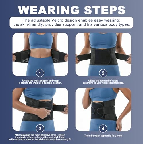 ANAMPION Faja Lumbar Para Hombre Y Mujer,Con 5 Varillas De Soporte,Transpirable Cinturón Lumbar Con Doble Ajuste,Alivia Dolor De Cintura Y Espalda,Disco Herniado, Escoliosis - imagen 6