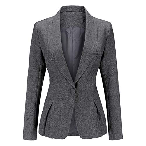 YYNUDA Blazer Femme Tailleur Manches Longue Chic Business Officier Cardigan Veste Blazer,Gris,M
