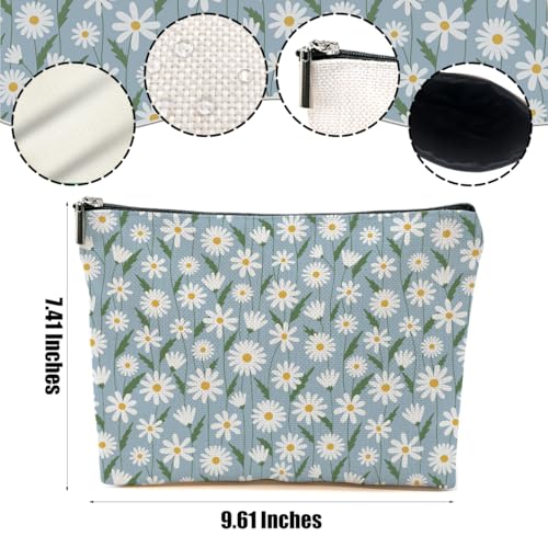 4pcs Vintage Floral Makeup Bag, Daisy Flower Cosmetic Bag Garden Gifts for Women Female Girls Sister BFF Nature Lover, Travel Zipper Pouch Christmas Thanksgiving Birthday Gifts2