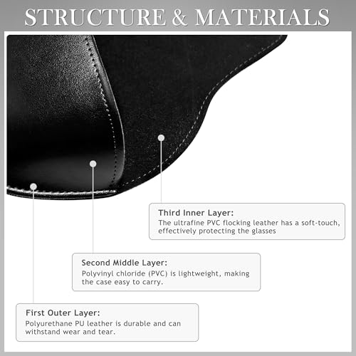 Image of SUNGAIT Vegan Leather Glasses Case Portable Sunglasses Holder Hard Shell Slim Design Travel-Ready
