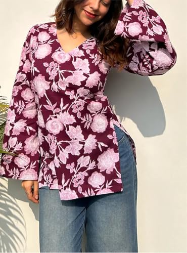 Image of ANNI Designer Cotton Short Kurti for Women | Stylish Kurti | Short Kurti Top | Casual Kurta for Women | Comfortable Cotton Kurtis for Womens