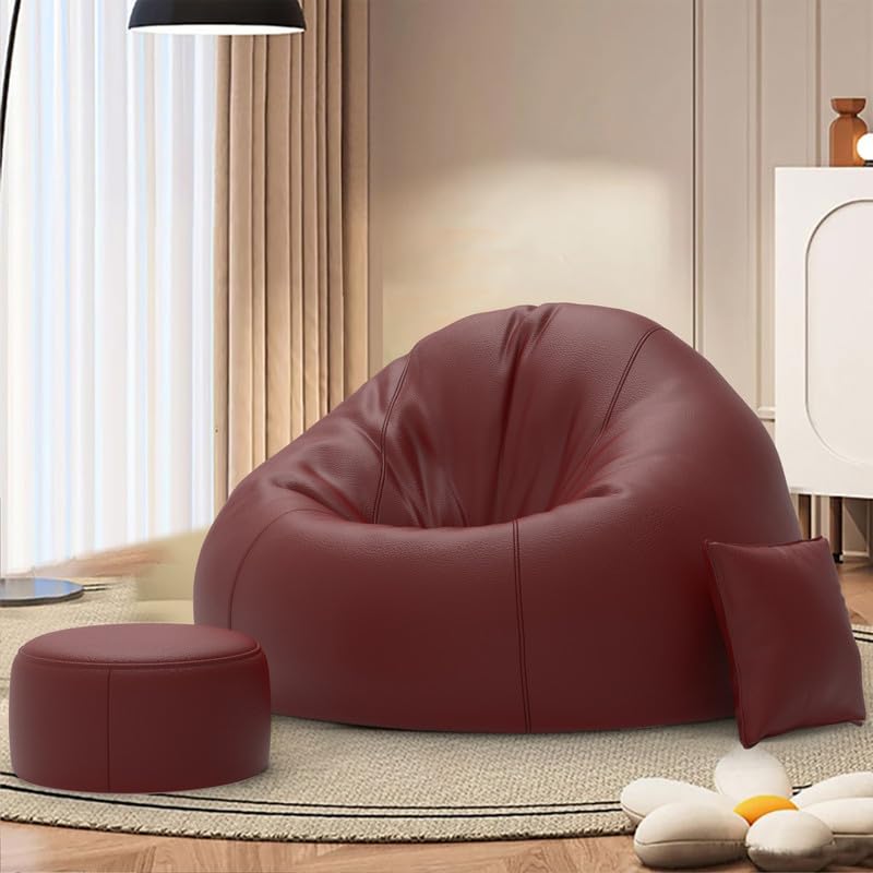 Image of Biggie Bean Bag Chair 4XL with Beans Filled-HavenSeat Sofa-Where Comfort Finds You-Crafted for Comfort-Styled for Elegance with Free Cushion & Footrest (Matching Color : Sofa, Garnet Maroon)