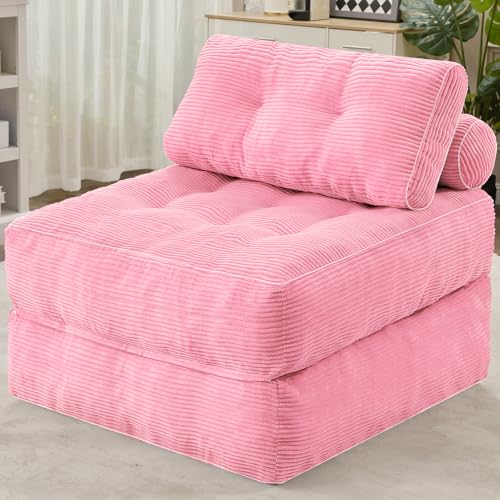 La Mejor Lista de Sofa Cama Barato . 49 HABUTWAY - Sofá cama plegable, cama convertible con doble almohada y asa, sofá plegable con soporte trasero para sala de estar, recámara, departamento, oficina, color rosa