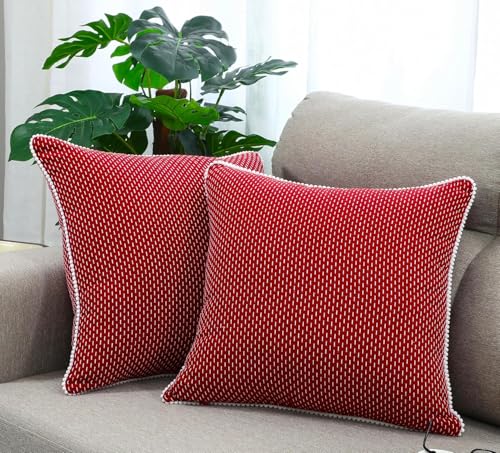 Image of mosey Cushion Cover 24x24 inch | Set of 2 | Red Cushion Covers 24 inch x 24 inch | Theme Throw Pillow Cover for Decoration Gift Decor