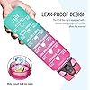 Elvira 32oz Motivational Fitness Sports Water Bottle with Time Marker & Removable Strainer,Fast Flow,Flip Top Leakproof Durable BPA Free