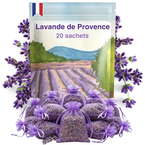 LAVENS | 20 sachets de lavande parfumés | Origine Provence France | 120G | Sachet senteur pour armoire, linge et placard. Sac de lavande séchée...