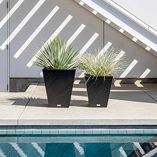 Veradek Nobleton Indoor/Outdoor Wide Square Planter (18 Inch - 2 Pack, Black) #TOP6