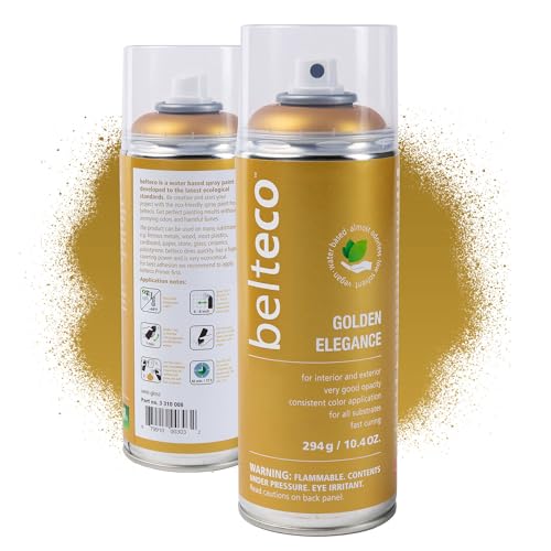 Belteco Gold Spray Paint | For All Surfaces | Water-Based & Odorless | Eco-Friendly | Weather & UV Resistant | Fast-Drying | High Coverage | Indoor & Outdoor Use | Antique Gold Spray Paint for Plastic